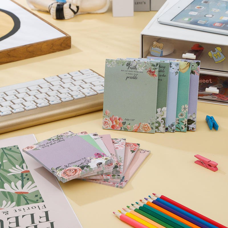Sticky note Message note Flower theme Fluorescent paper Notepad self-adhesive Decorative sticker customizable
