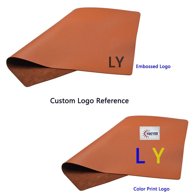 Unique Desk Protection Gift Customized Computer Mat Luxury PU Leather Laptop Pad Premium Orange Leather Desk Mat Custom