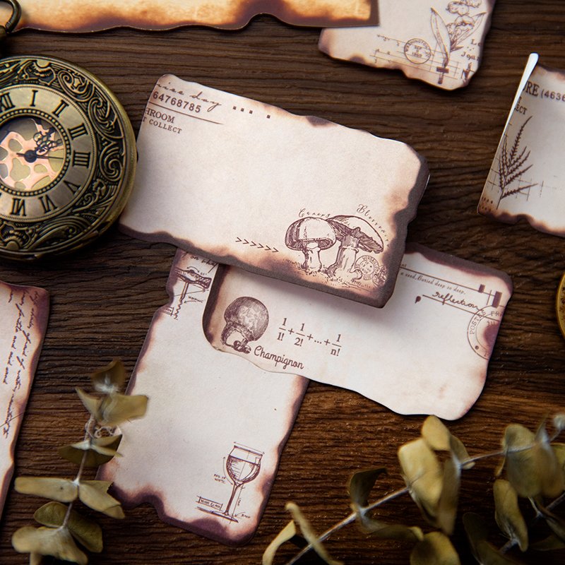 Memo Pad Ashes Vintage Series Burnt Decoration Junk Journal Memo for Diary Aesthetic DIY Albums Mr. Paper 60 Pages /Set