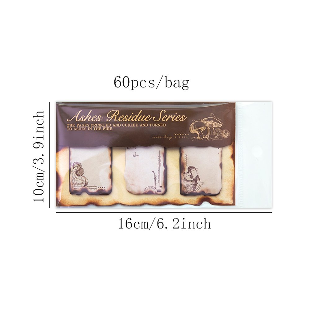 Memo Pad Ashes Vintage Series Burnt Decoration Junk Journal Memo for Diary Aesthetic DIY Albums Mr. Paper 60 Pages /Set