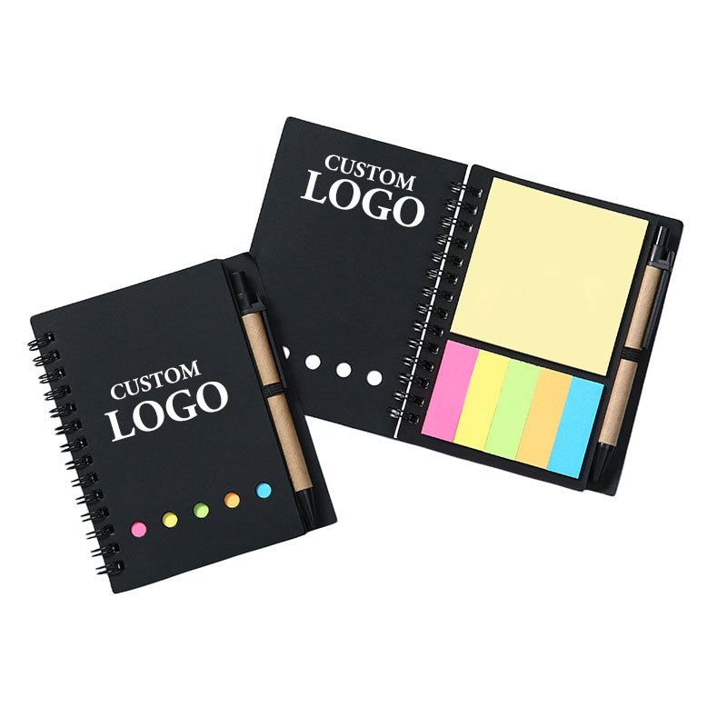 BECOL Hot Sale Eco Friendly Kraft Paper Spiral Note Book Portable Memo Pad Customized Journal Notebook with Sticky Notes
