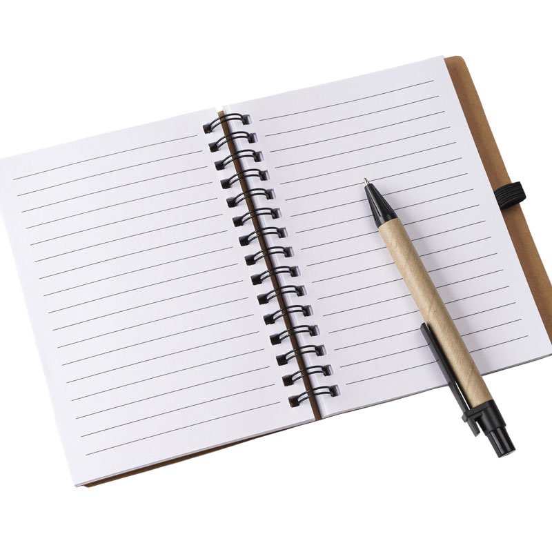 BECOL Hot Sale Eco Friendly Kraft Paper Spiral Note Book Portable Memo Pad Customized Journal Notebook with Sticky Notes