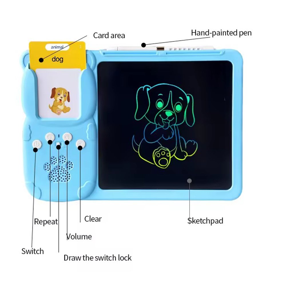2-7 Year Old Flash Card Writing Board Kid 224 Sight Word Lcd Drawing Tablet Educational Toy For Boy Girl Talking Memo Pads