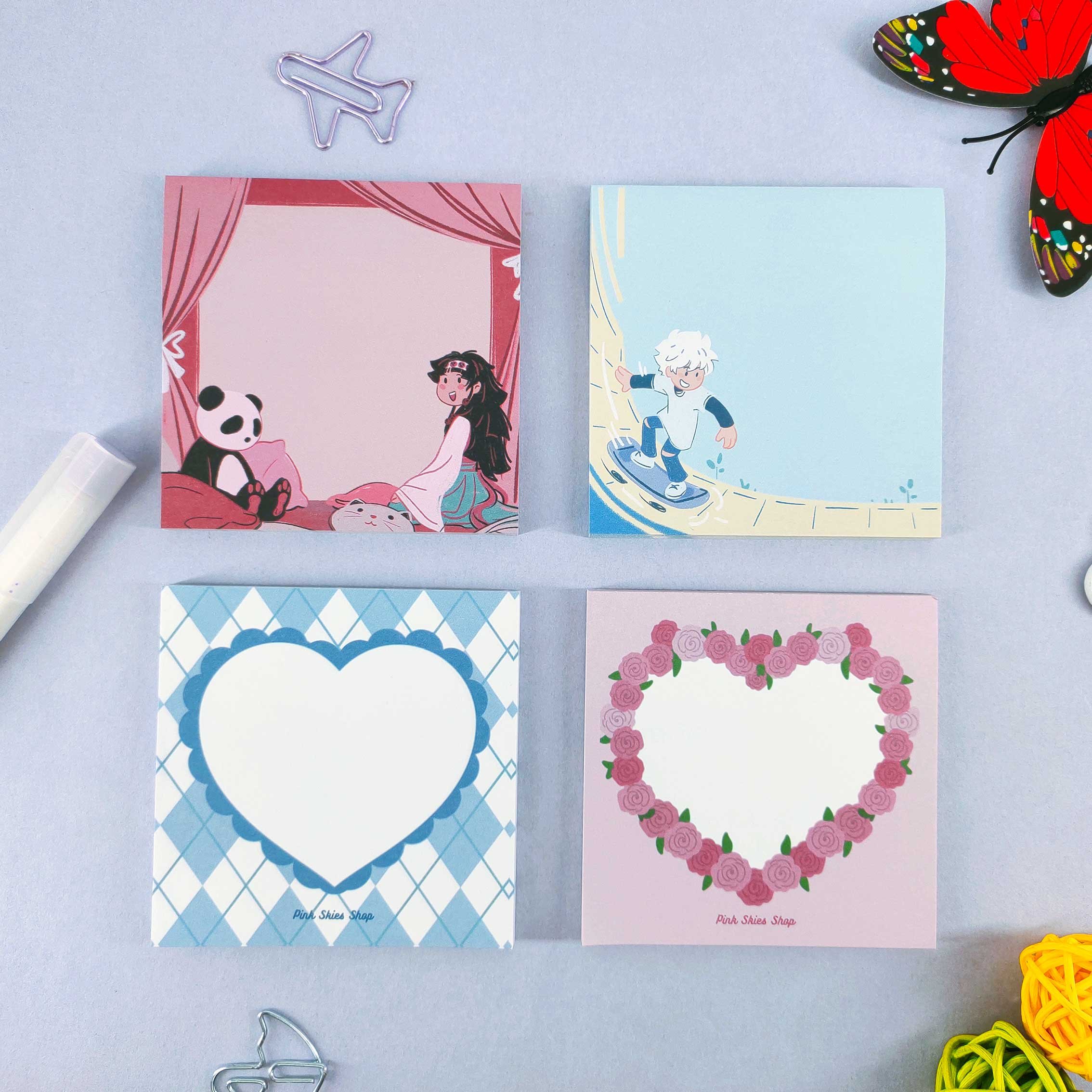 Low MOQ custom printed hot stamping a6 border tear off memo pad sticky note set