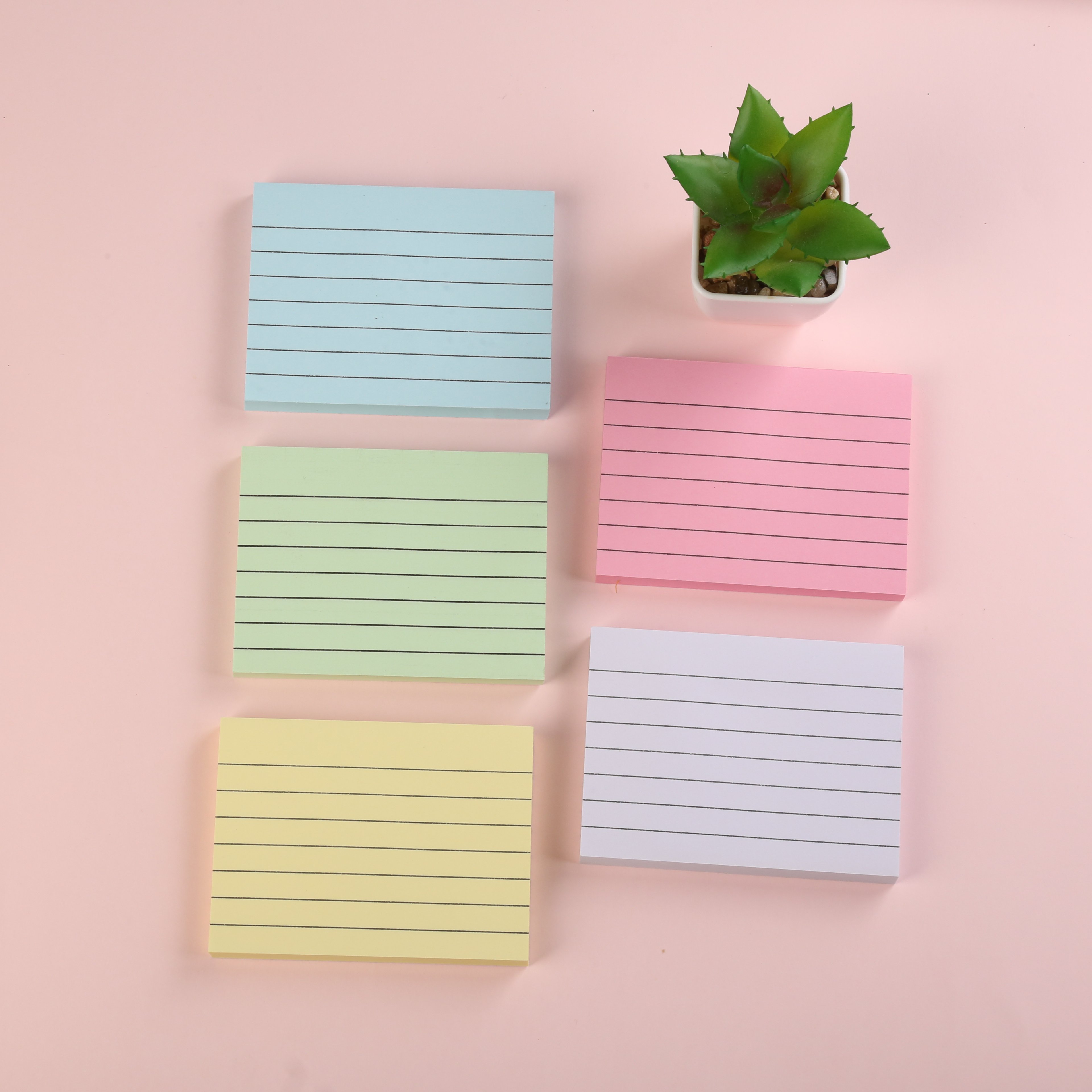 3*4inch Wholesale Stationery Custom Pastel color Note Pad School colorful stripe Memo Pad Office Sticky Notes