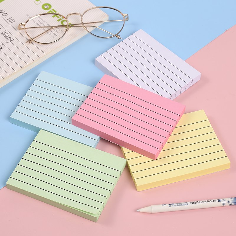 3*4inch Wholesale Stationery Custom Pastel color Note Pad School colorful stripe Memo Pad Office Sticky Notes