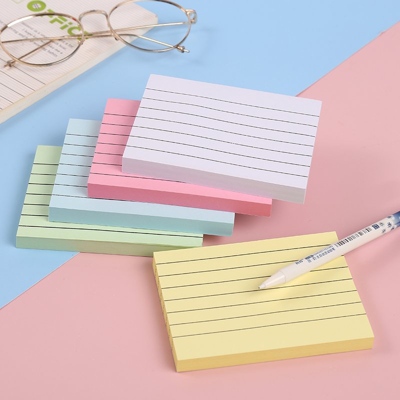 3*4inch Wholesale Stationery Custom Pastel color Note Pad School colorful stripe Memo Pad Office Sticky Notes