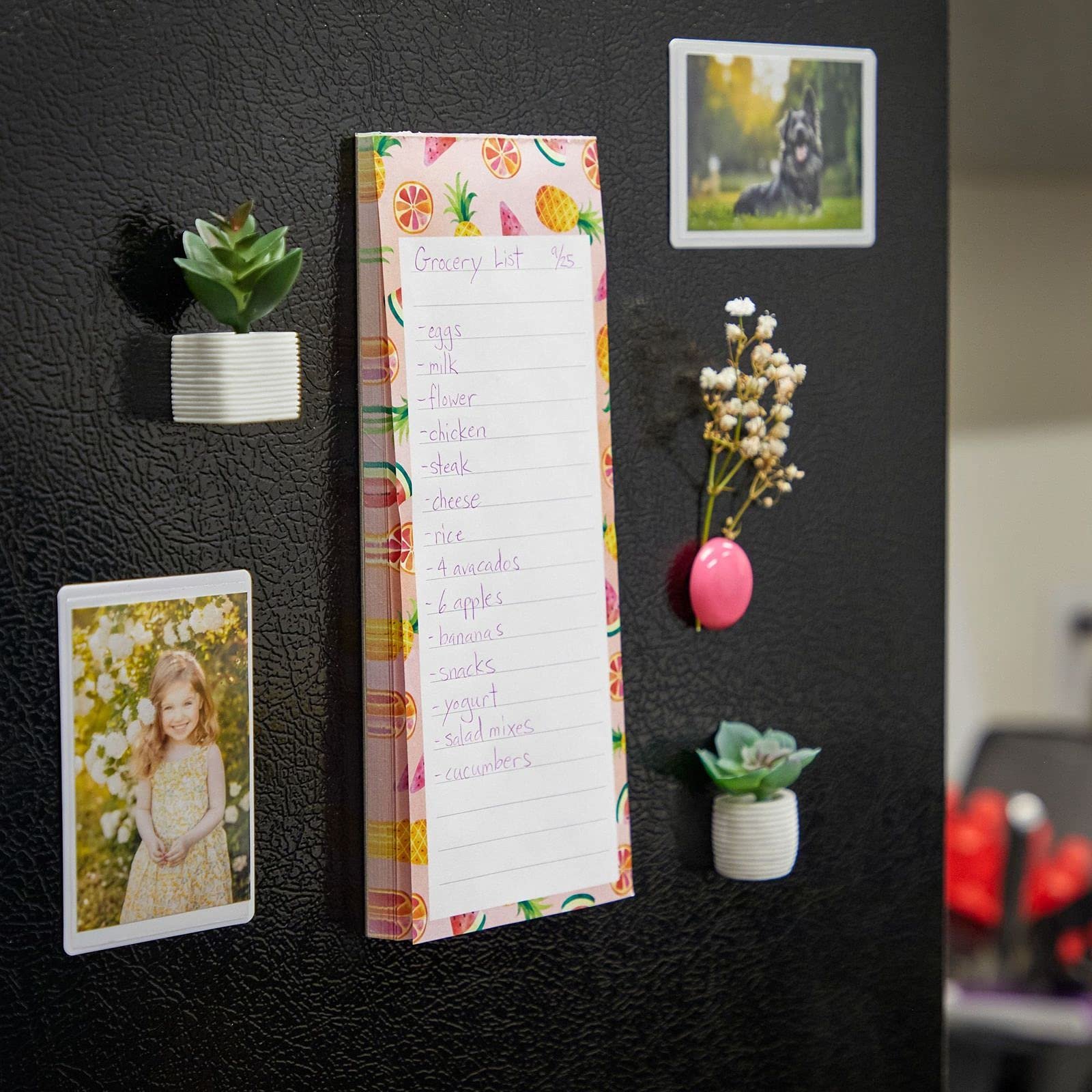 Custom Printed Floral Design Tear Off Memo Pad Magnetic Weekly Meal Planner Notepads for Fridge