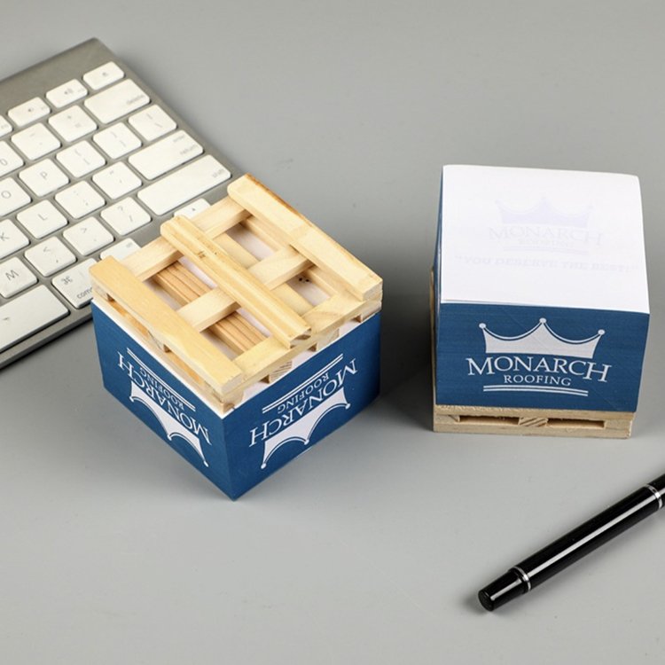 Custom Stationery Small Pallet Sticky Note Cube Promotional Notepad Blocks Wooden Pallet Paper pad Custom memo Sticky Note
