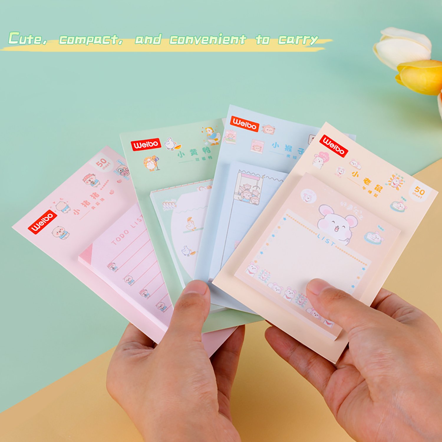 Weibo Cute kawaii self-adhesive memo pad sticky notes pad stationery custom sticky notes for student
