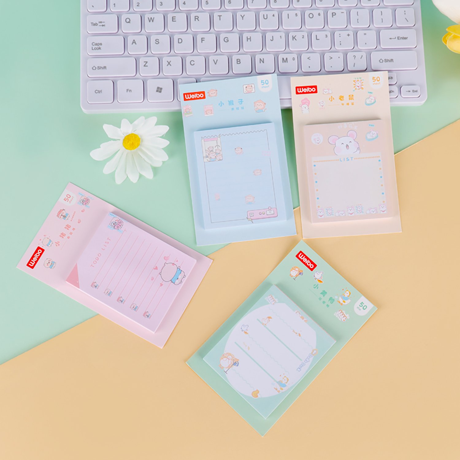 Weibo Cute kawaii self-adhesive memo pad sticky notes pad stationery custom sticky notes for student