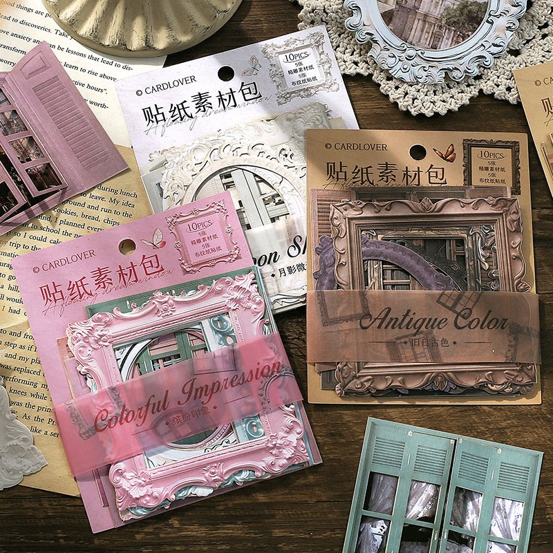 10pcs/pack Skeleton Specialty Material Paper Floating Dreams Window Series Into the Border Theme Decorative Stickers