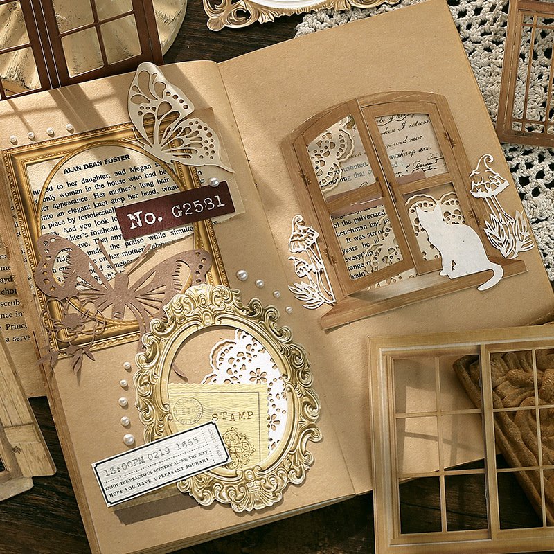 10pcs/pack Skeleton Specialty Material Paper Floating Dreams Window Series Into the Border Theme Decorative Stickers