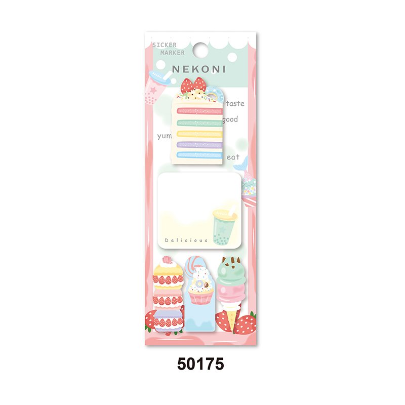 Nekoni Pearlescent Laser Self-Stic Note Pads Memo Notes kawaii Food Image for Original Aesthetic Cute Memo Pads