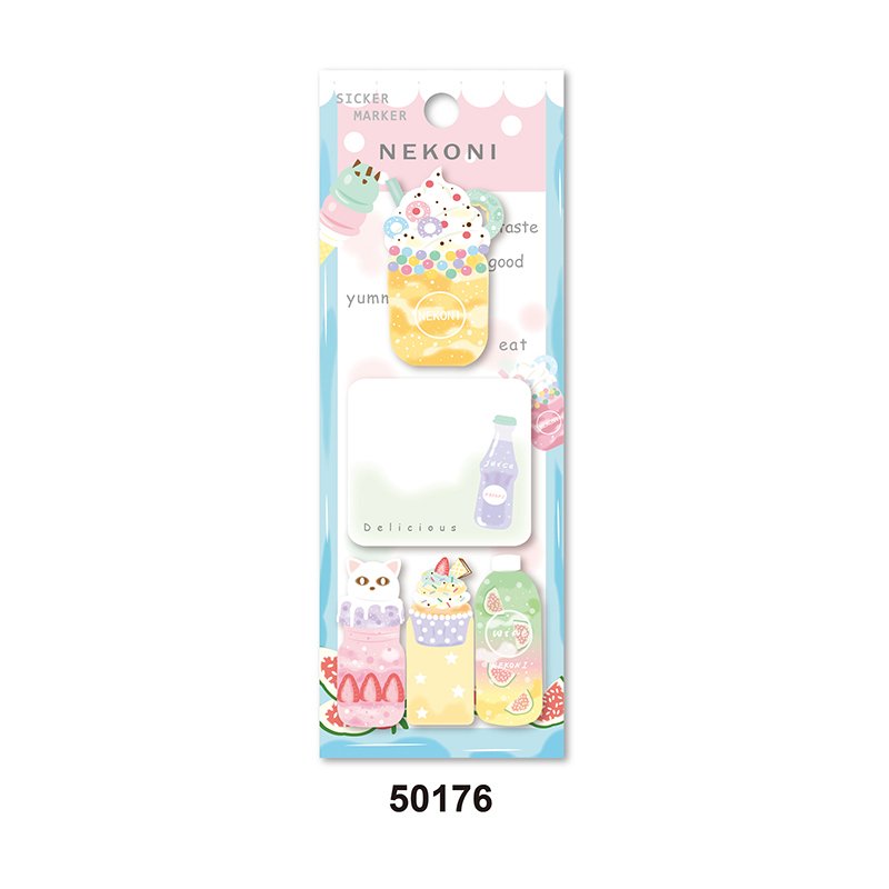 Nekoni Pearlescent Laser Self-Stic Note Pads Memo Notes kawaii Food Image for Original Aesthetic Cute Memo Pads
