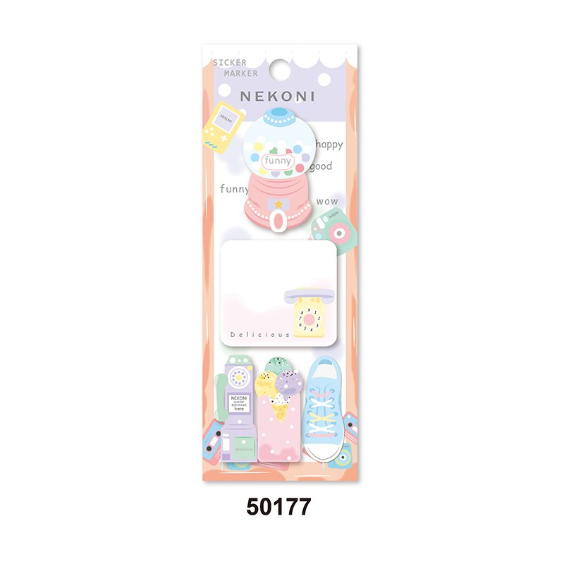 Nekoni Pearlescent Laser Self-Stic Note Pads Memo Notes kawaii Food Image for Original Aesthetic Cute Memo Pads
