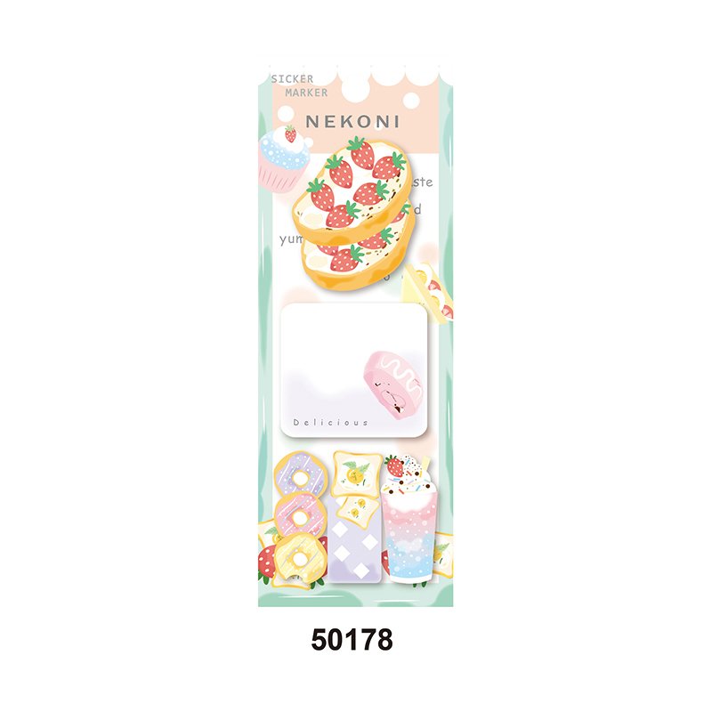 Nekoni Pearlescent Laser Self-Stic Note Pads Memo Notes kawaii Food Image for Original Aesthetic Cute Memo Pads