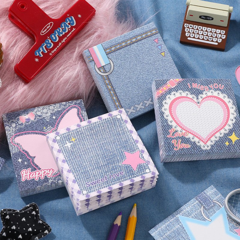 Simno 50 Sheets Cute Memo Pad Colored Non-Sticky Notes Kawaii Office Desk Supplies Aesthetic Paper Message Pads