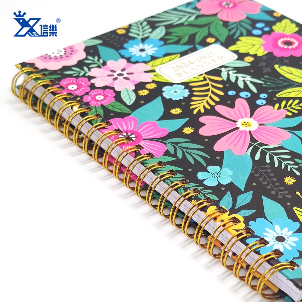 Hot Bulk Sales A5 Paper Event Planner Hardcover Notebook 71 Sheets Double Coil Spiral School Notebooks Wholesale With Bookmark