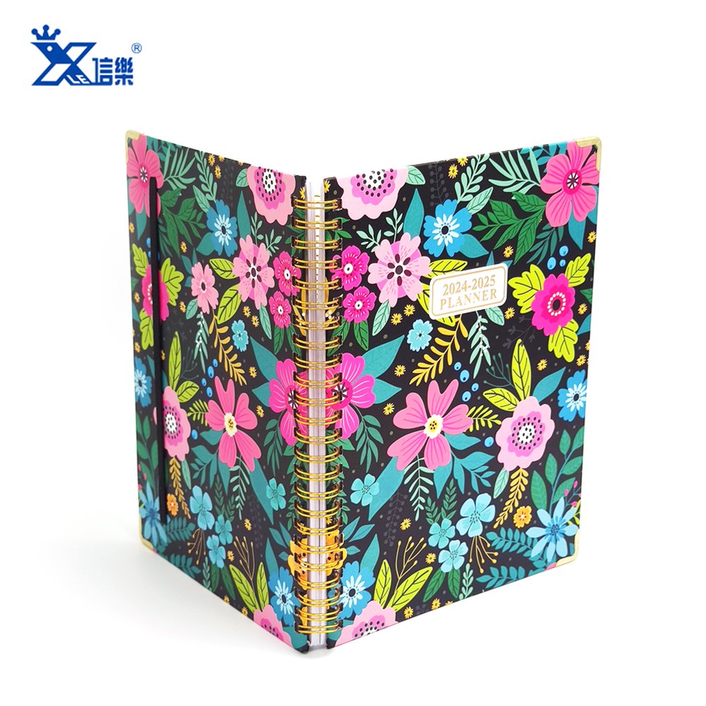 Hot Bulk Sales A5 Paper Event Planner Hardcover Notebook 71 Sheets Double Coil Spiral School Notebooks Wholesale With Bookmark