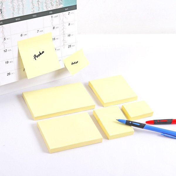 Foska Hot Sale Yellow Offset Paper Memo Pad Self-Adhesive Sticky Notes Magnetic Custom Die Cut School Office Promotion Use