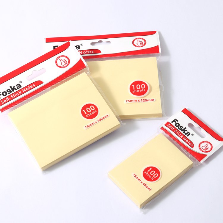 Foska Hot Sale Yellow Offset Paper Memo Pad Self-Adhesive Sticky Notes Magnetic Custom Die Cut School Office Promotion Use