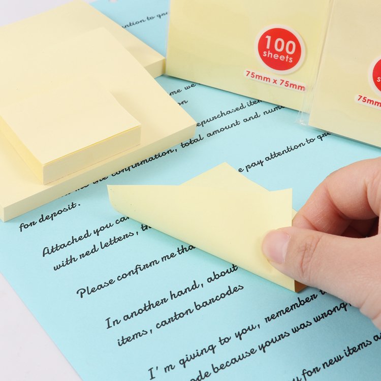 Foska Hot Sale Yellow Offset Paper Memo Pad Self-Adhesive Sticky Notes Magnetic Custom Die Cut School Office Promotion Use
