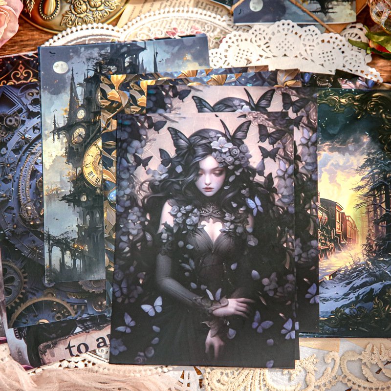 30pcs/pack Retro Material Paper Vintage Bazaar Series Cross-border Fantasy Material Paper Handbook Decoration Base Paper
