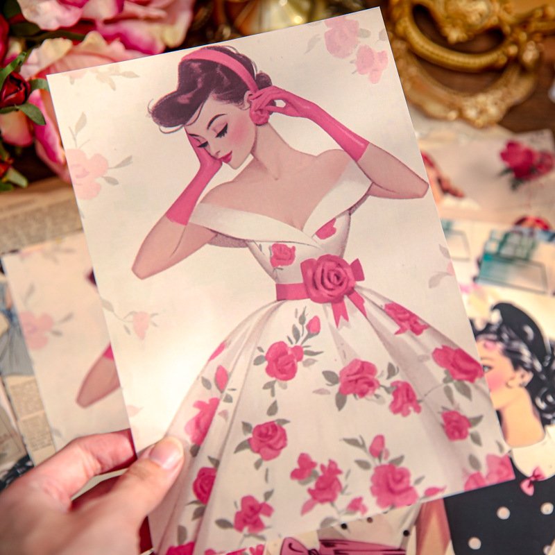 30pcs/pack Retro Material Paper Vintage Bazaar Series Cross-border Fantasy Material Paper Handbook Decoration Base Paper