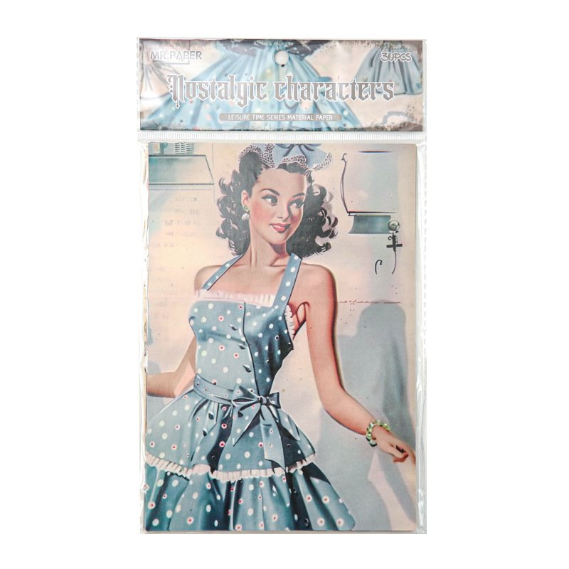 30pcs/pack Retro Material Paper Vintage Bazaar Series Cross-border Fantasy Material Paper Handbook Decoration Base Paper