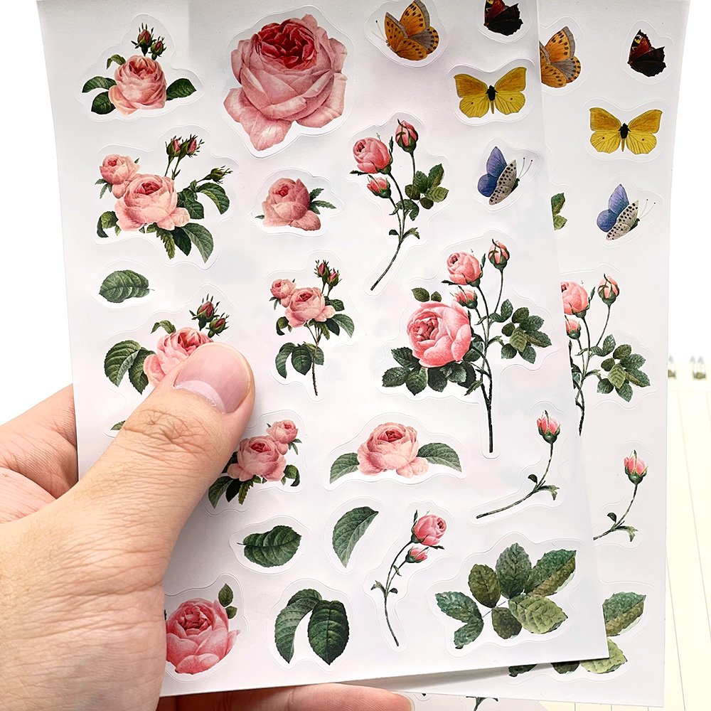Handmade Kiss Cut Diy ScrapBooking Glitter Vinyl Custom Printing Deco Sticker Sheet