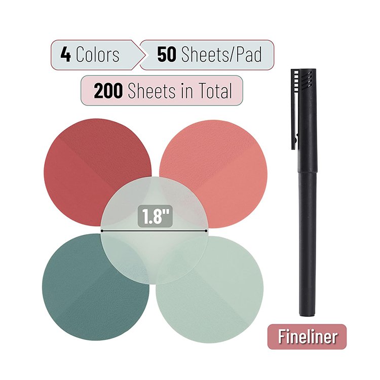 Promotion supplier oem waterproof Round Pastel Colors Transparent PET Sticky Notes pads Transverse line bible Sticky Notes sets