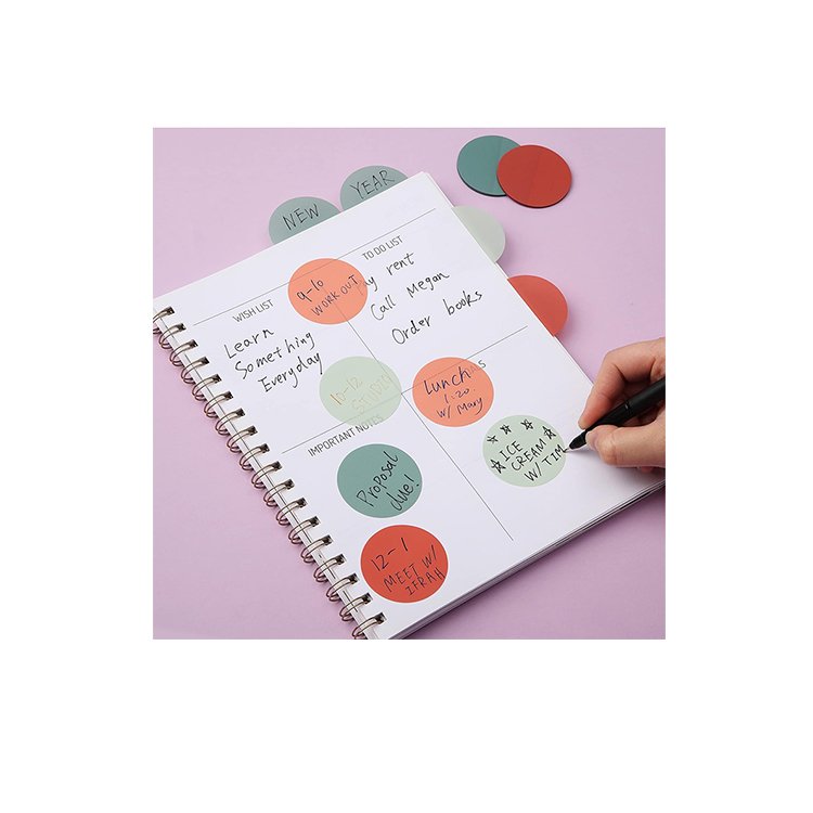 Promotion supplier oem waterproof Round Pastel Colors Transparent PET Sticky Notes pads Transverse line bible Sticky Notes sets