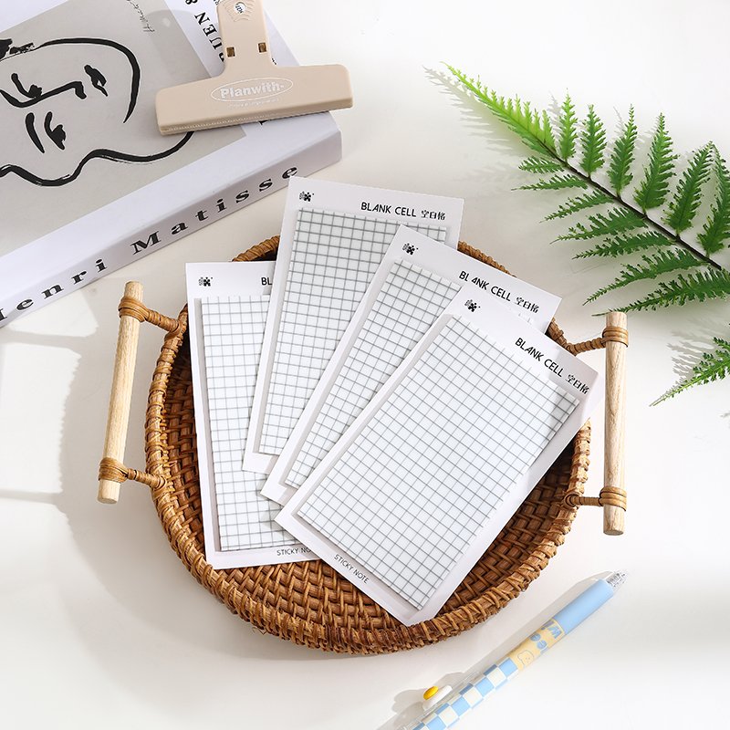 Transparent Sticky Notes Blank Grid For Students Good Stickiness Multiple Sizes Memo Pads With Glue