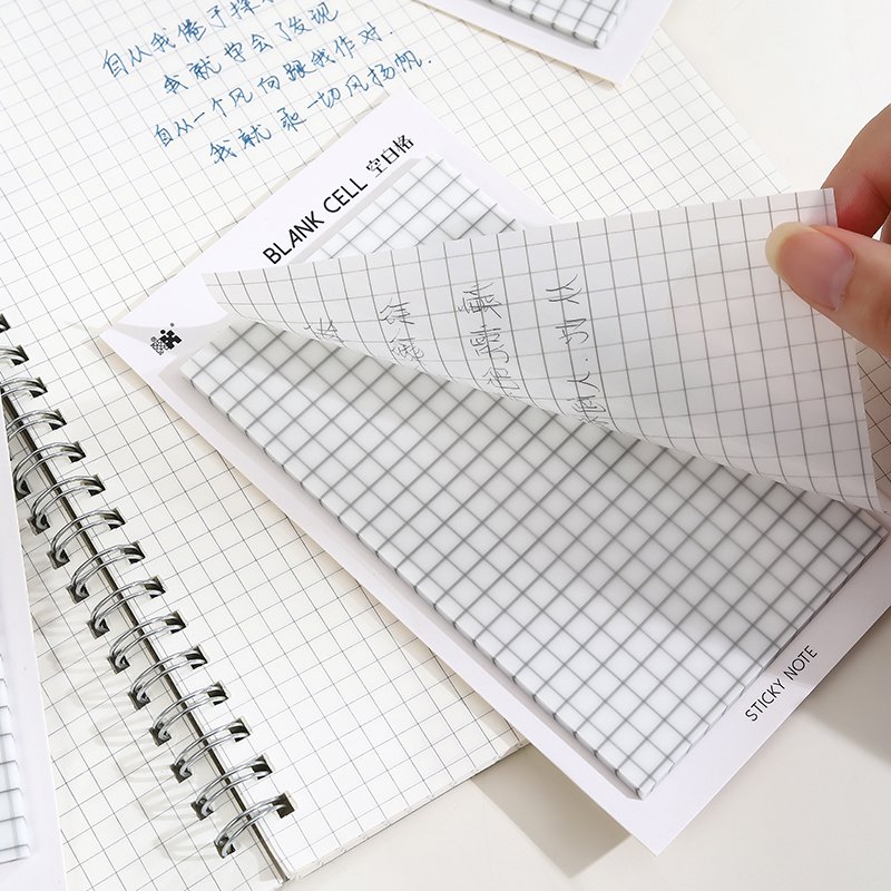 Transparent Sticky Notes Blank Grid For Students Good Stickiness Multiple Sizes Memo Pads With Glue