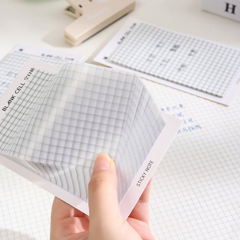 Transparent Sticky Notes Blank Grid For Students Good Stickiness Multiple Sizes Memo Pads With Glue