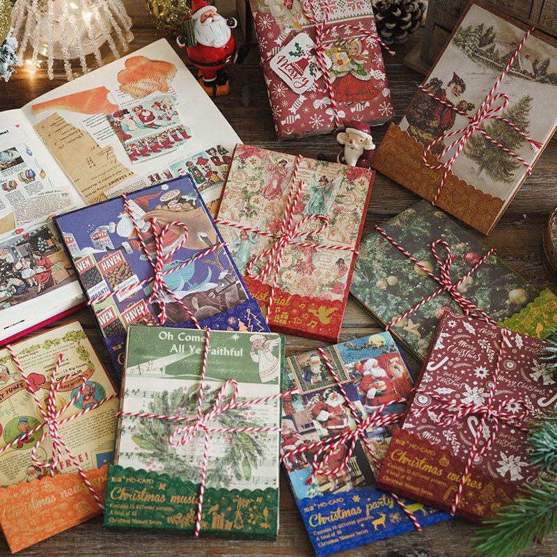 40 Sheets/Pack White Kraft Paper Material Paper Christmas Memoirs Series Christmas DIY Journal Decorative Source Material