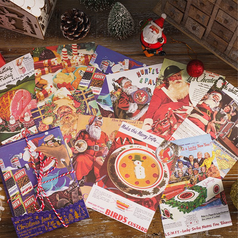 40 Sheets/Pack White Kraft Paper Material Paper Christmas Memoirs Series Christmas DIY Journal Decorative Source Material