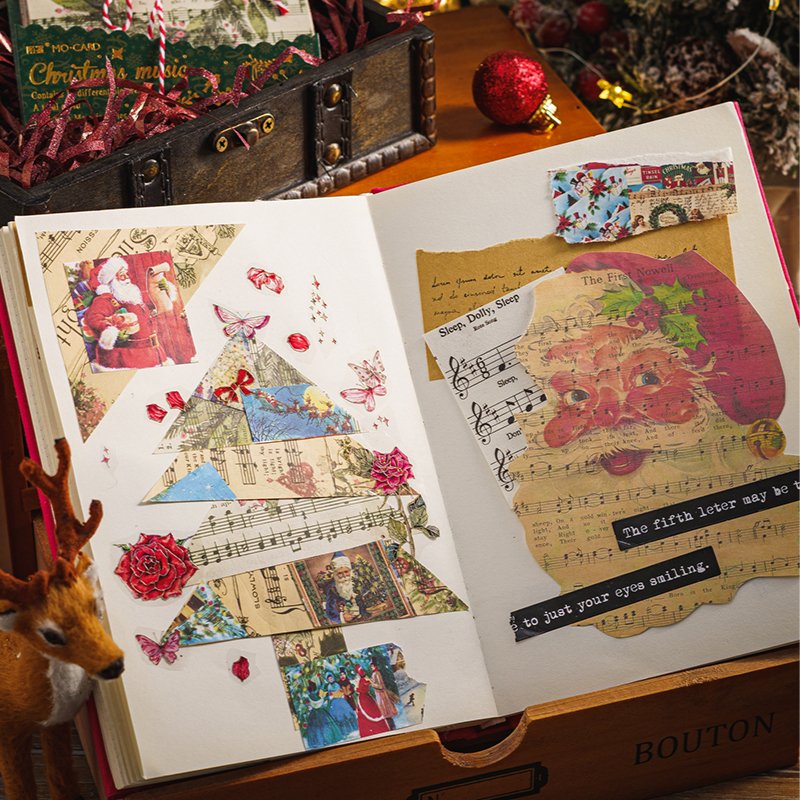 40 Sheets/Pack White Kraft Paper Material Paper Christmas Memoirs Series Christmas DIY Journal Decorative Source Material