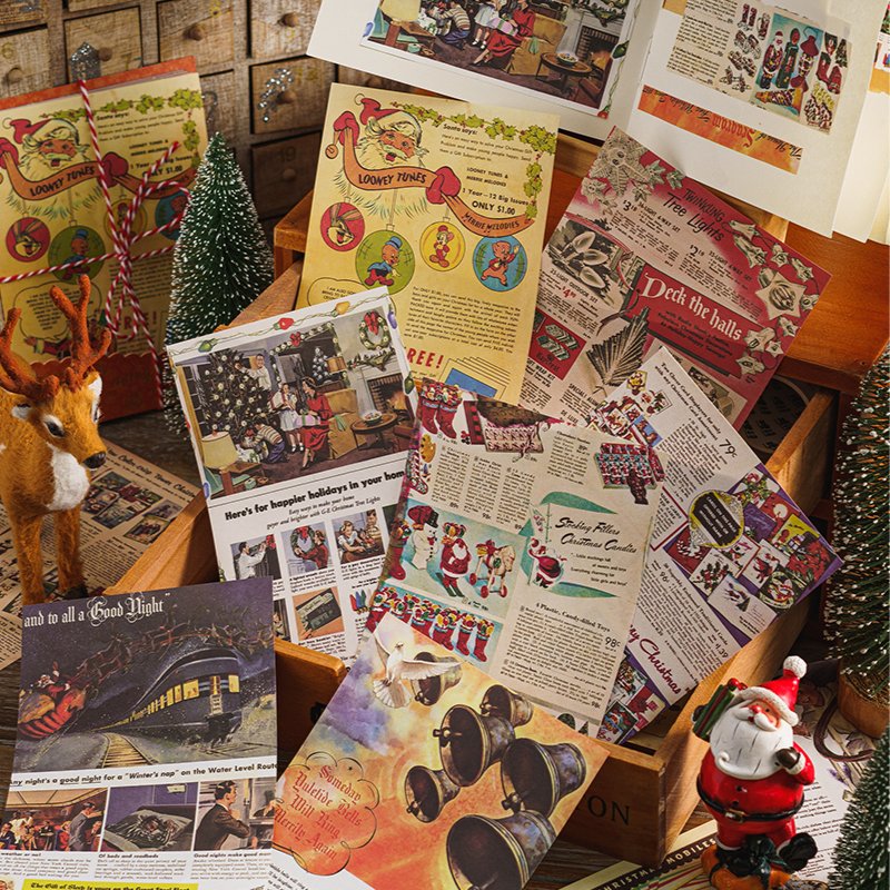 40 Sheets/Pack White Kraft Paper Material Paper Christmas Memoirs Series Christmas DIY Journal Decorative Source Material