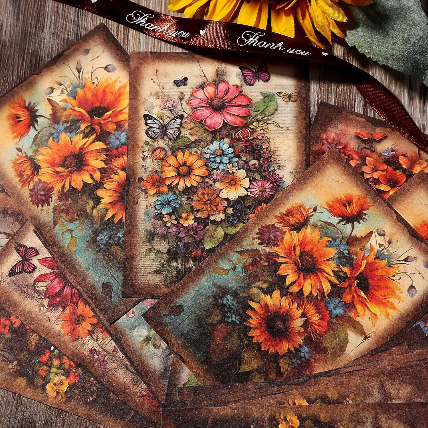 30 Pieces/Pack Beautiful Day Material Paper Garden Series Retro Plant Background Journal Material 6 Models
