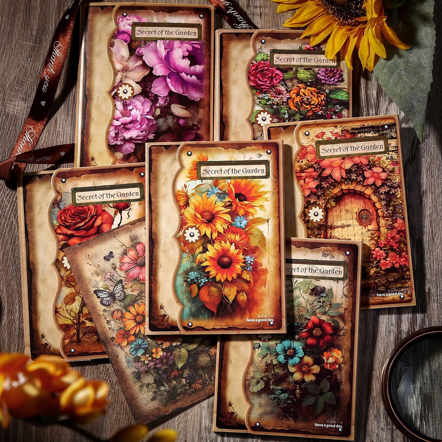 30 Pieces/Pack Beautiful Day Material Paper Garden Series Retro Plant Background Journal Material 6 Models