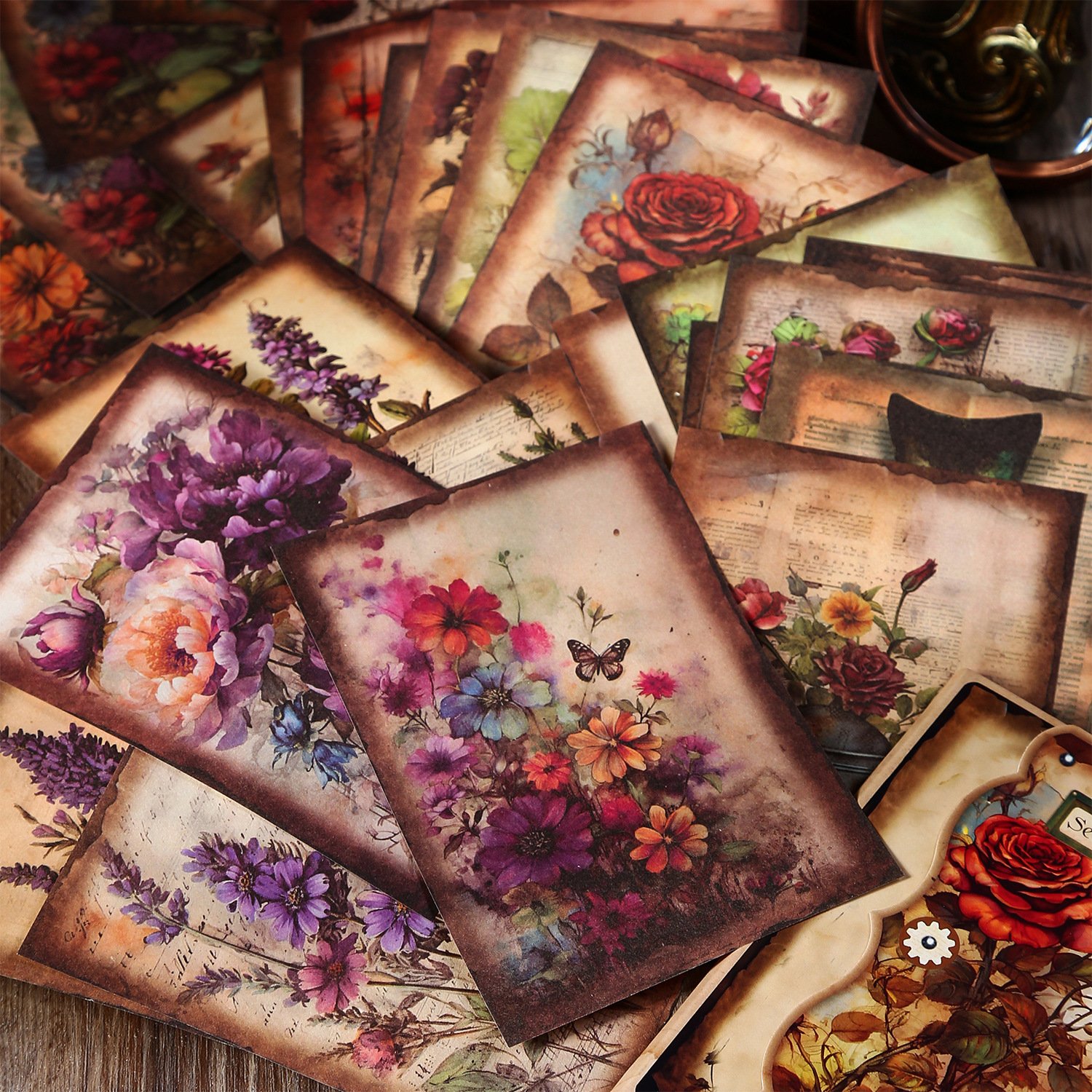30 Pieces/Pack Beautiful Day Material Paper Garden Series Retro Plant Background Journal Material 6 Models