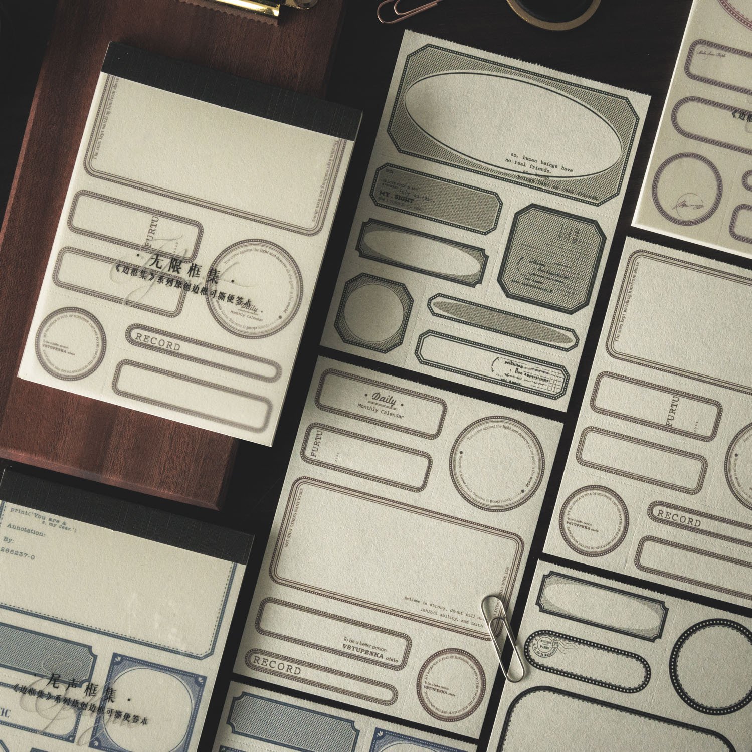 30 sheets/pack of notebooks, border collection series, basic border ledger materials, 6 styles