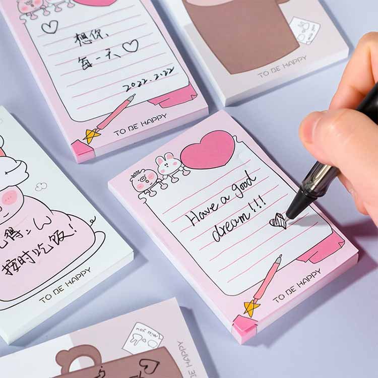 Wholesale Office School Stationery Supplies Portable Notebook Mini Sticky Notes Cartoon Memo Pad