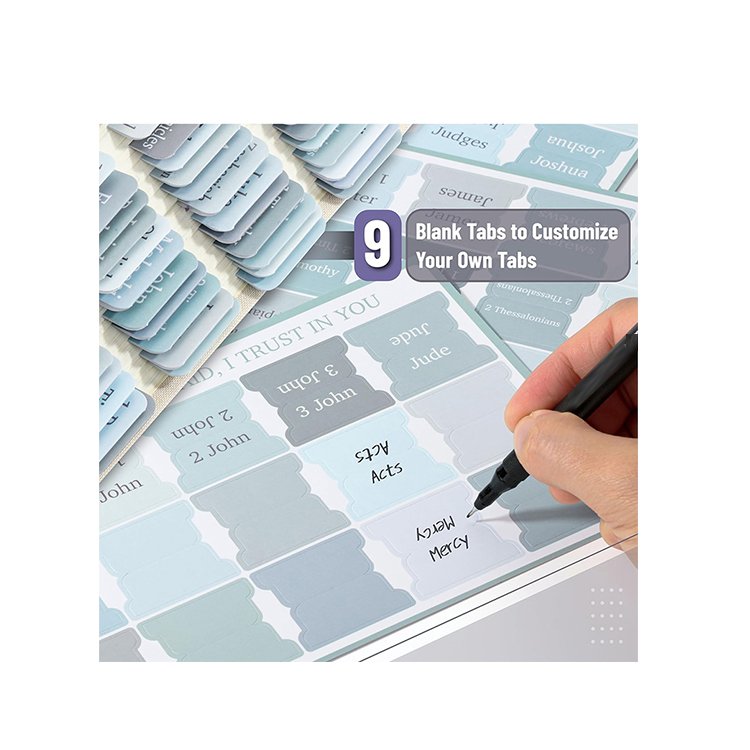 factory Custom Personalized Bible Index Tab Old and New Testament Bible Tabs Laminated self-Adhesive Bible Tabs for Journaling