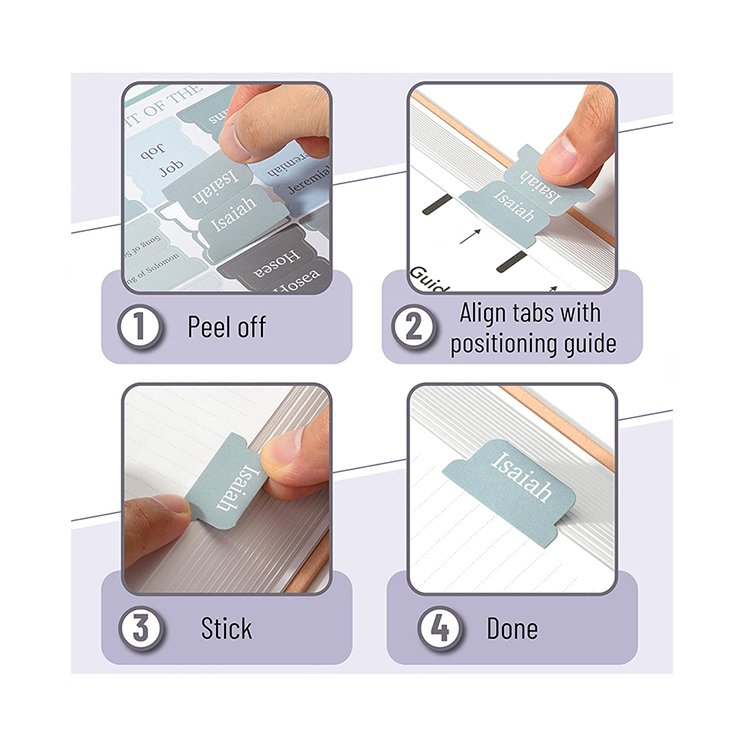 factory Custom Personalized Bible Index Tab Old and New Testament Bible Tabs Laminated self-Adhesive Bible Tabs for Journaling