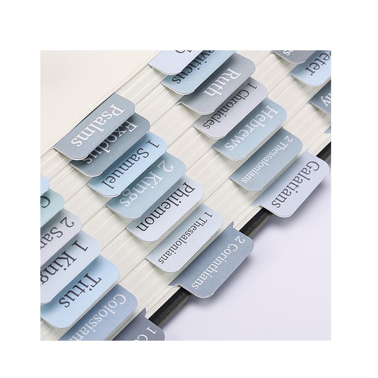 factory Custom Personalized Bible Index Tab Old and New Testament Bible Tabs Laminated self-Adhesive Bible Tabs for Journaling