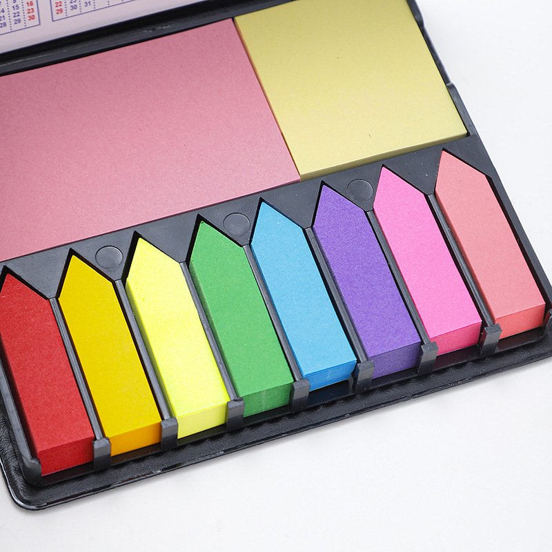 Custom Creative Notebook Memo Box with Logo Wholesale PVC leather Sticker with Calendar Office Supplies