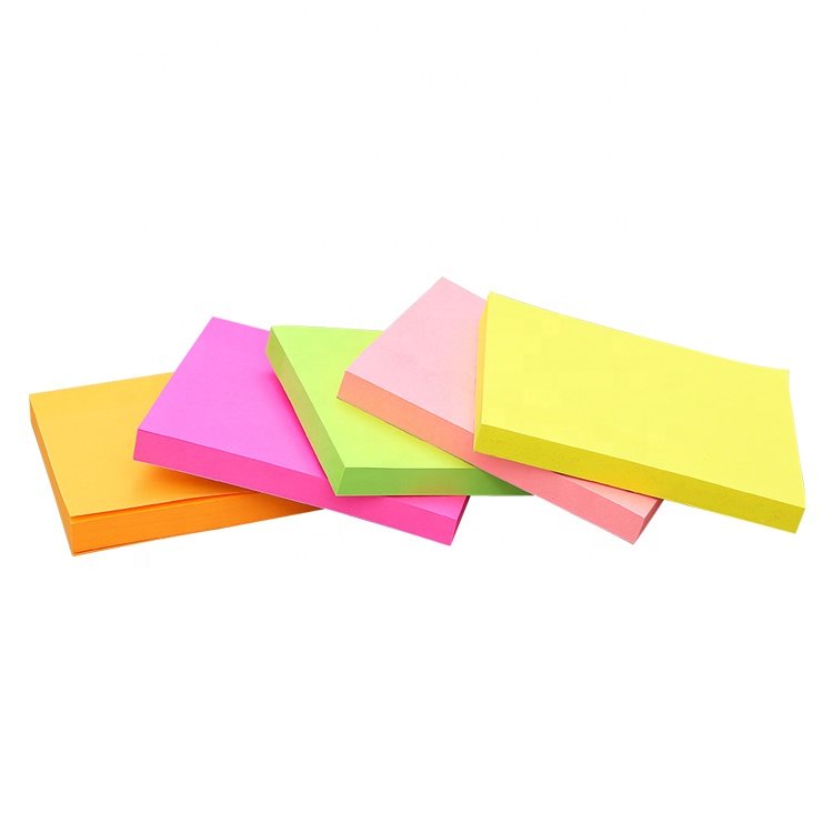100 sheets 3x4 75x100 neon 5 assorted colors fluorescent paper super sticky memo note pad